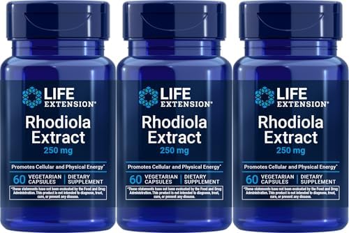 Life Extension Rhodiola Extract, 60 Vegetarian Capsules (Pack of 3)