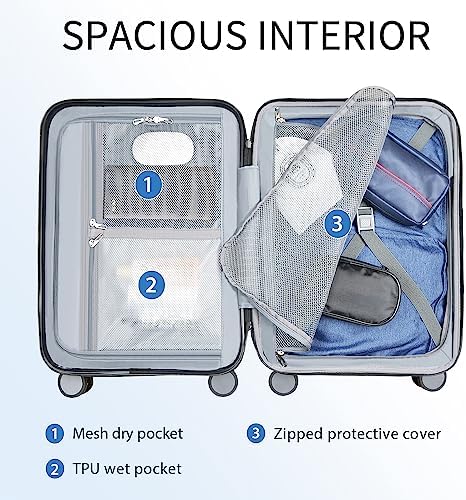 KROSER Hardside Expandable Carry On Luggage with Spinner Wheels & Built-in TSA Lock, Durable Suitcase Rolling Luggage with USB Port, Carry-On 20-Inch