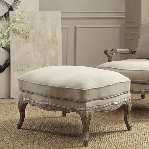 Lexicon Parlier Show Wood Accent Chair - Mid Century Modern Chair for Living Room, Traditional French Country Style, Padded Arms, Reversible Cushion, Solid Wood Frame, Arrives Assembled, Neutral
