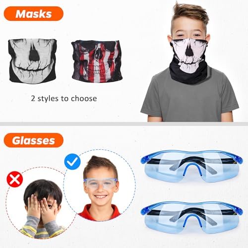 KKONES Kids Nerf Guns Tactical Vest Kit Darts Pouch Clips Mask Glasses