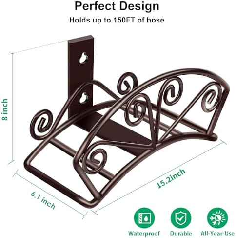 TomCare Garden Hose Holder, Heavy Duty 150 ft Capacity Hose Hanger