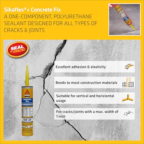 SIKA - Sealant - Sikaflex Concrete Fix - Limestone - Elastic sealant for Cracks and Joints - Paintable Polyurethane - 10.1 fl oz