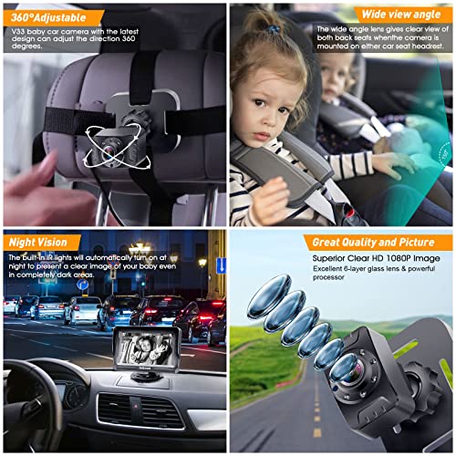 DoHonest Baby Car Camera HD 1080P - Rear-Facing Car Baby Monitor with Night Vision, Adjustable View Angle, Easy Setup, Anti-Glare Display