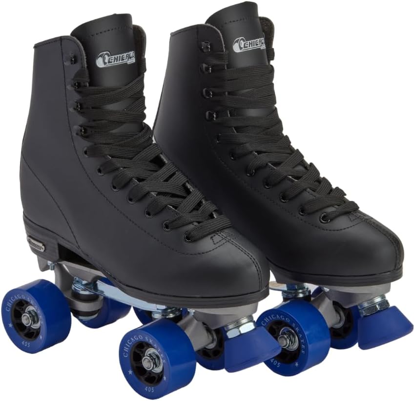 Chicago Skates Classic Quad Roller Skates for Women & Men – Durable & Top Performance, Adjustable High-Top Boots for Safe Indoor/Outdoor Roller Derby–60mm PU Wheels & Semi-Precision Bearings