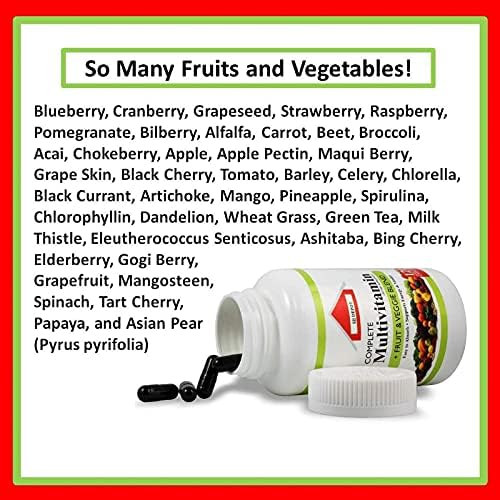 120 Multivitamin Fruit and Vegetable Liquid Capsules, Loaded Multivitamins, Supplements, Multiple Vitamin has Many Antioxidants