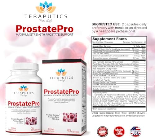 ProstatePro - 33 Herbs Saw Palmetto Prostate Health Supplements For Men | Reduce Urination | Hair Growth w/ DHT Blocker | Beta Sitosterol