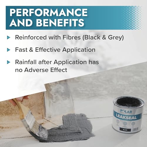 Polar Specialist Coatings Clear Leak Fix Paint - 35 oz - One Coat Waterproof Sealant with Reinforced Fibers, Instantly Seals Leaks & Cracks for Roofs