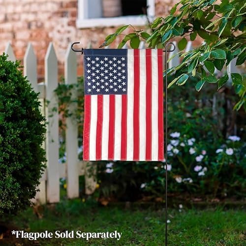 Evergreen American Flag 12x18 Double Sided | Patriotic House Flags For Outside Outdoor | Small American Flag Garden Size | Embroidered Stars and Stripes | USA Residential or Commercial