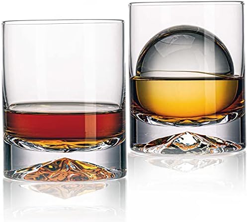 JBHO Hand Blown Crystal Double Old Fashioned Cocktail, Solid Whiskey Glasses, Rocks Glasses