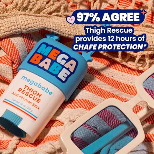 Megababe Thigh Rescue Anti-Chafe Stick Mini | Travel size, great for on-the-go | Prevents skin chafe & irritation | Thighs, arms, bra-lines & more