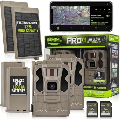 TACTACAM Reveal Pro 3.0 Cellular Trail Camera - Multi-Cellular Network, Wi-Fi Enabled, HD Photos & 1080p Videos, Long Battery Life + Solar Panel