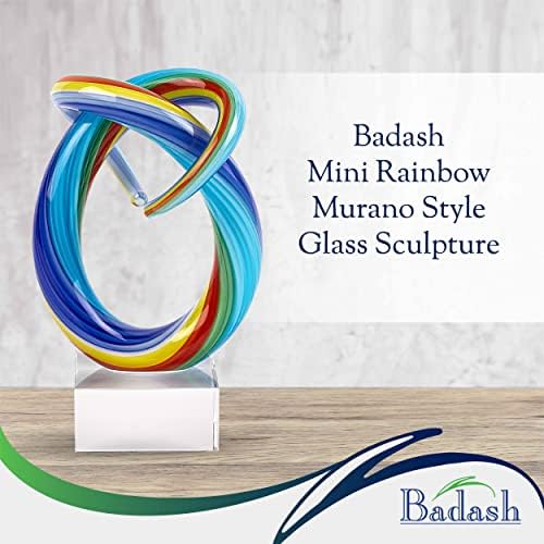 Badash Rainbow Murano-Style Art Glass Sculpture Centerpiece, 18 Inch | Murano-style art glass sculpture for tabletop decor, living rooms, offices, shelves, console tables and gifts