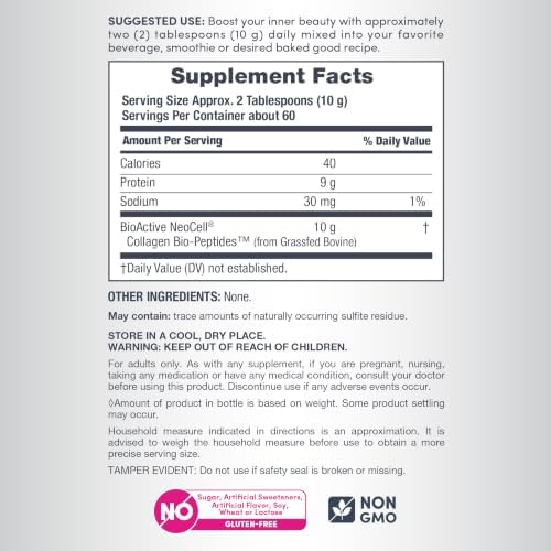NeoCell Grassfed Collagen Peptides Powder | 7 oz | Unflavored | for Women and Men | Hair, Skin, & Nails