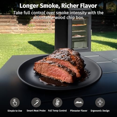 EAST OAK Ridgewood Pro 30" Electric Smoker Built-in Meat Probe & Elevated Stand for Outdoors Up to 6× Longer Smokes