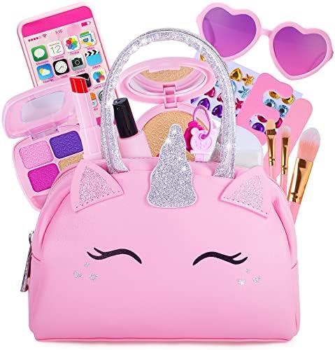 Kids Real Makeup Kit with Unicorn Purse Non Toxic Washable Make Up Set