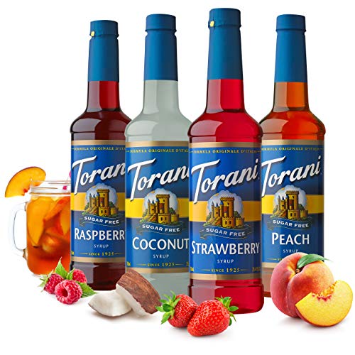 Torani Sugar Free Drink Syrup Soda Flavors Variety Pack, 25.4 fl oz, 4 Pack