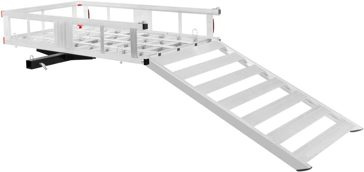 Goplus Hitch Cargo Carrier, 50"x29.5" Aluminum Wheelchair Scooter Mobility Carrier with Ramp, Trailer Hitch Mount Cargo Carrier for Truck SUV Van Car