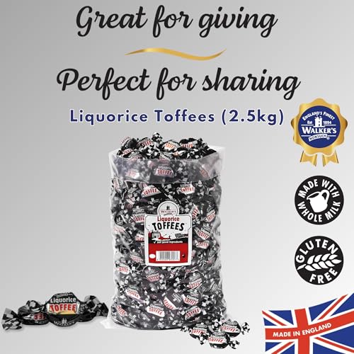 Walkers' Nonsuch Liquorice Toffees | with Condensed Milk & Black Treacle | Imported from the UK | Traditional British Candy | Old Fashioned Licorice Toffee | 44.09 Oz (1.25kg)