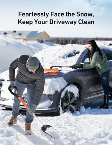 AstroAI 2" 1 Ice Scraper & Snow Shovel Kit, 47.2" Ice Scrapers for Car Windshield and 360° Pivoting Snow Brush