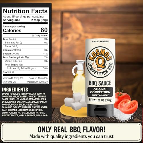 Kosmos Q Sweet Apple Chipotle BBQ Sauce, Tangy Natural Barbecue Sauce with Real Apples & Spicy Chipotle Peppers, Sweet & Spicy Glaze for Pork, Chicken, Ribs & More, Gluten Free, 15.5 Oz Bottle