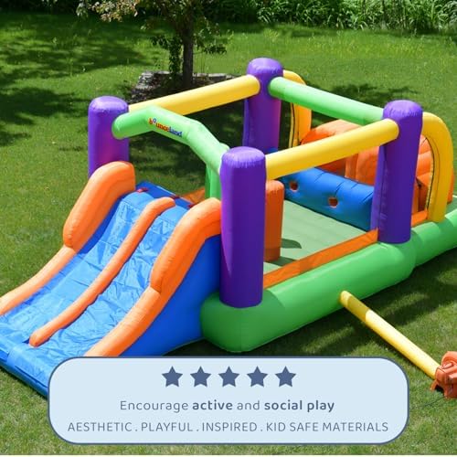Bounceland Pro Racer Obstacle Bounce House with Dual Slides, Bounce, Climb, Slide All in One, UL 1 HP Blower Included, 19 ft x 9 ft x 7 ft H