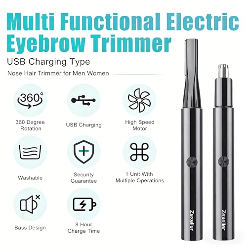 Electric Nose Hair Trimmer Eyebrow Trimmer for Men Women, 7-in-1 Painless Facial Grooming Kit