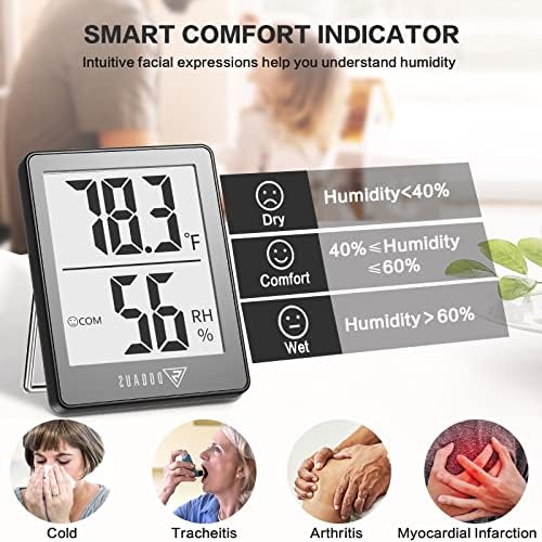 DOQAUS 3 Pack Digital Hygrometer Indoor Thermometer Humidity Monitor Black
