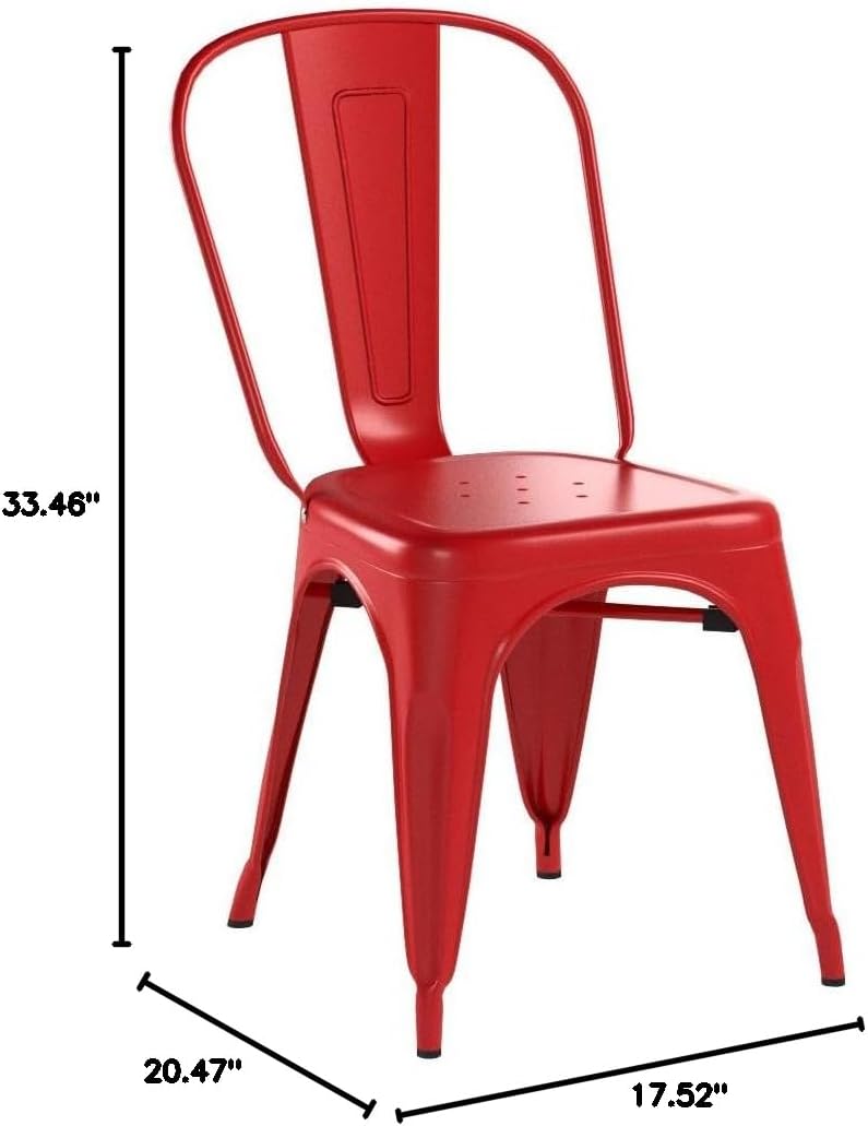 FDW | Metal Dining Chairs | Set of 4, Black | 330lbs Load | Stackable Tolix Side Chairs with Backrest | Non-Slip Feet | Indoor/Outdoor Use | Ideal for Kitchen & Restaurants
