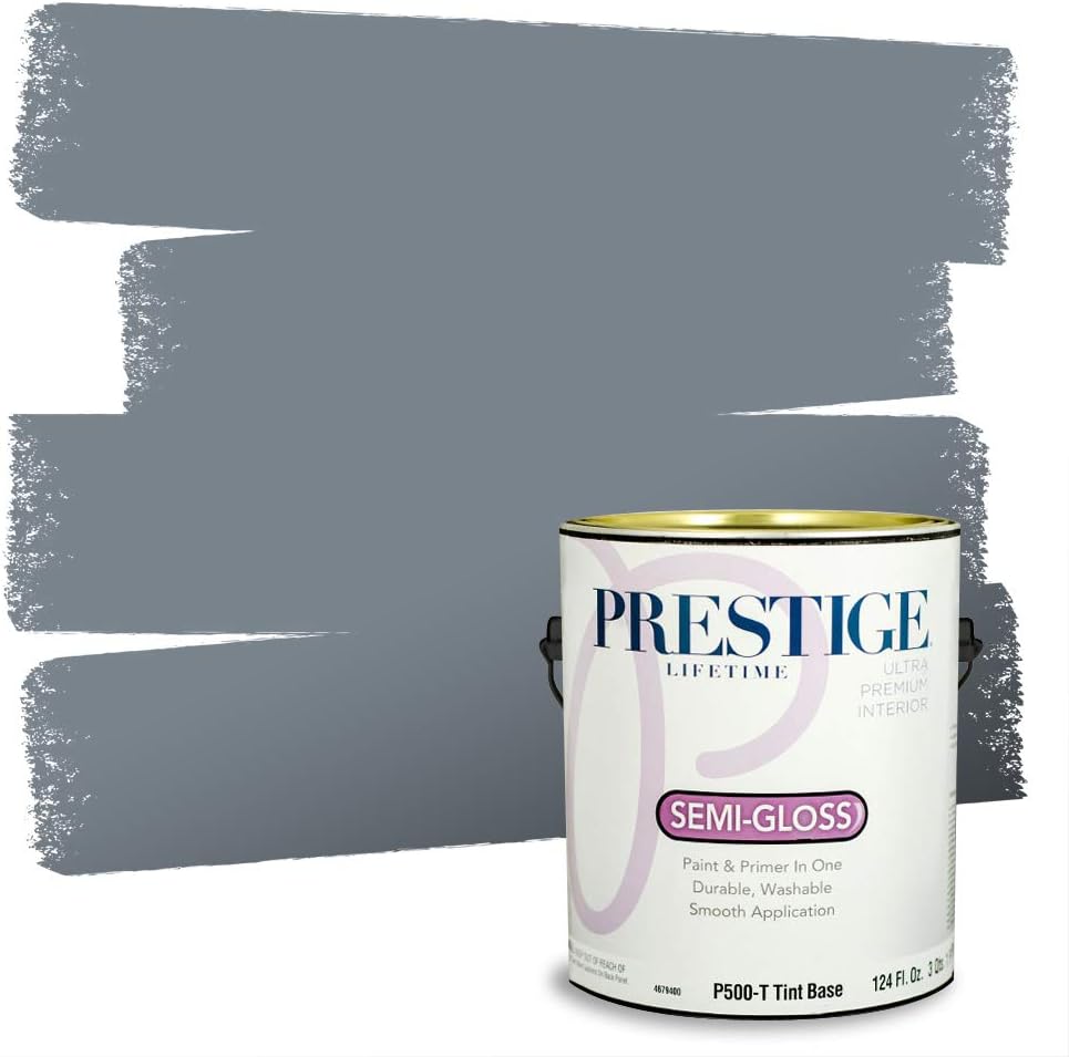 PRESTIGE Paints Exterior Paint and Primer In One, 1-Gallon, Satin, Comparable Match of Sherwin Williams* Tricorn Black*