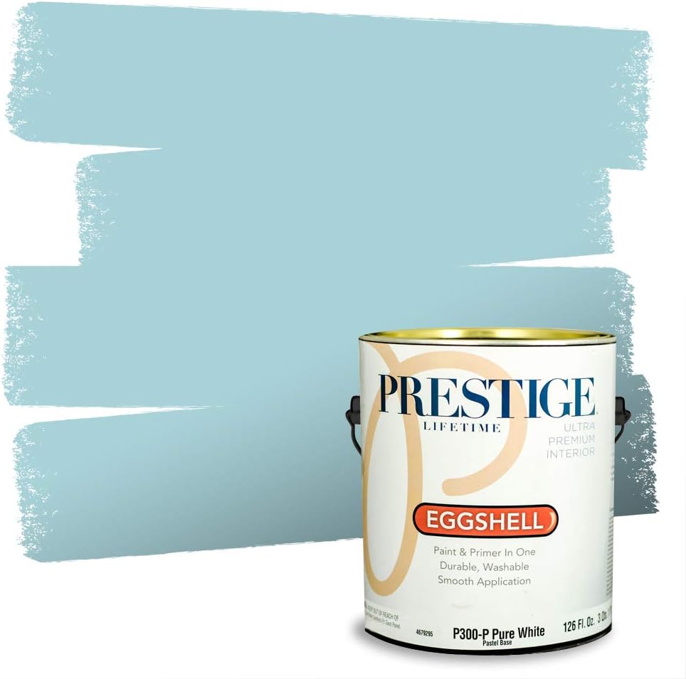 PRESTIGE Paints Exterior Paint and Primer In One, 1-Gallon, Satin, Comparable Match of Sherwin Williams* Blue Nile*