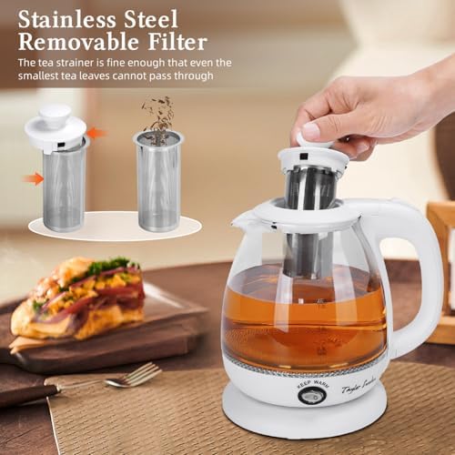 Taylor Swoden Electric Kettle with Tea Infuser, 1L Small Electric Tea Kettle with Keep Warm, LED Light Hot Water Boiler & Heater for Coffee & Teas