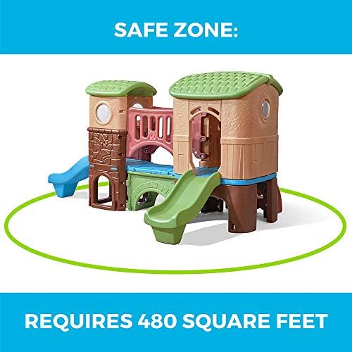 Step2 Clubhouse Climber Playset for Kids, Jungle Gym with Elevated Playhouse, Outdoor Backyard Playground Set, Two Toddler Slides