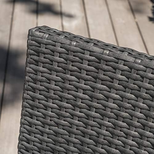 Christopher Knight Home Cypress Outdoor Wicker Dining Chairs with Water Resistant Cushions, 2-Pcs Set, Grey / Light Grey / Dark Grey
