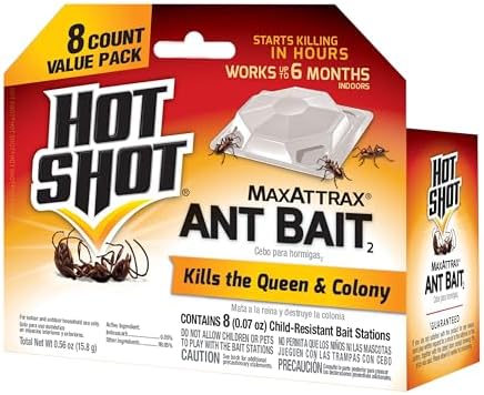 Hot Shot Ultra Liquid Ant Bait, Advanced Liquid Bait Technology Kills Common Household Ants Fast With No Drips Or Spills, 4 Count, Pack of 1 | Kills Common Household Ants In 24 Hours, For Indoor & Outdoor Use, Bait Stations Kill Ants With No Drip or Spil…