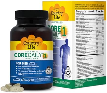 Country Life Core Daily-1 Multivitamin for Men with Probiotics, 60 Tablets | Supports energy metabolism