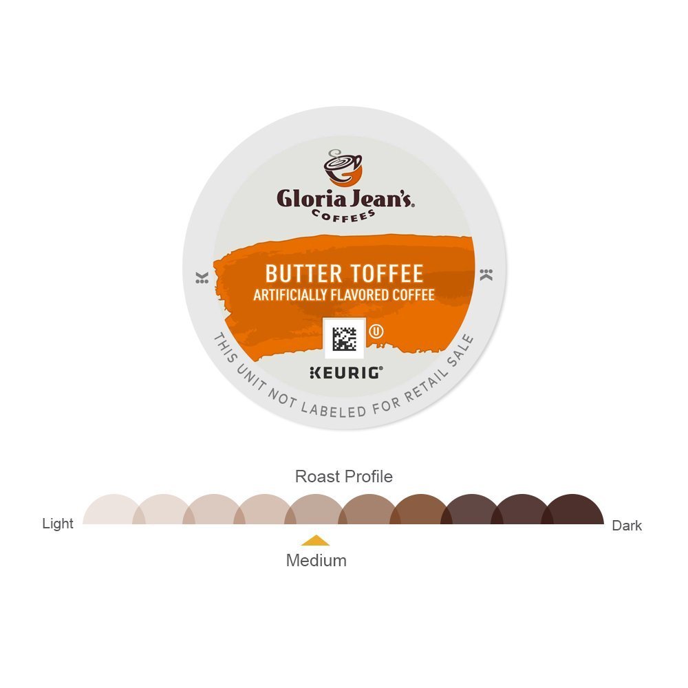 Gloria Jean's Coffees Butter Toffee, Single-Serve Keurig K-Cup Pods, Flavored Medium Roast Coffee, 24 Count (Pack of 1)