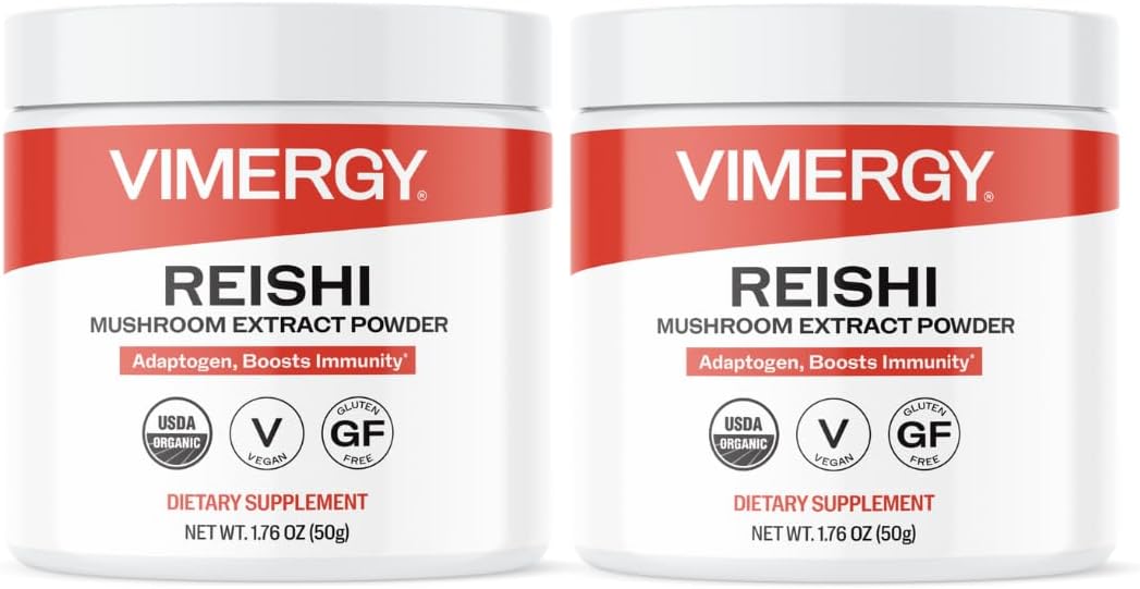 Vimergy Reishi Powder – Superfood Cellular Support* – Benefits Immune Health* – USDA Certified Organic, Vegan, Paleo-Friendly, Gluten-Free – 33 Servings | Superfood Cellular Support*, Adaptogen*, Boosts Immunity*, Vegan, Alcohol & Gluten-Free Supplement