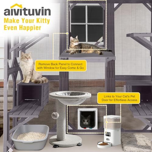 Aivituvin Extra Large Window Catio 5-Level Outdoor Cat Enclosure with Cover