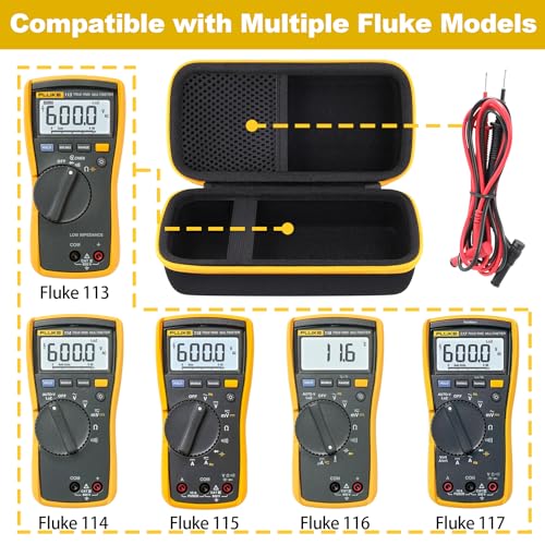 Aenllosi for Fluke 117/116/115/114/113 Digital Multimeter Hard Case, Fluke Volt Meter Organizer (Case Only)
