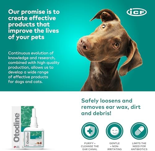 ICF Otodine Dog Ear Cleaner Solution Drops for Itchy Ears, Infections, Head Shaking, Scratching, Wax