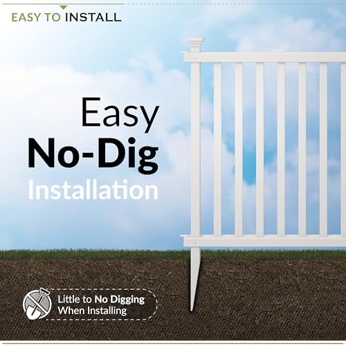 Zippity Madison Picket Fence Panels, White Vinyl DIY No Dig Kit | 2.5ftH x 2.3ftW, White, 2 Panels, Garden Border or Yard Enclosure, ZP19001