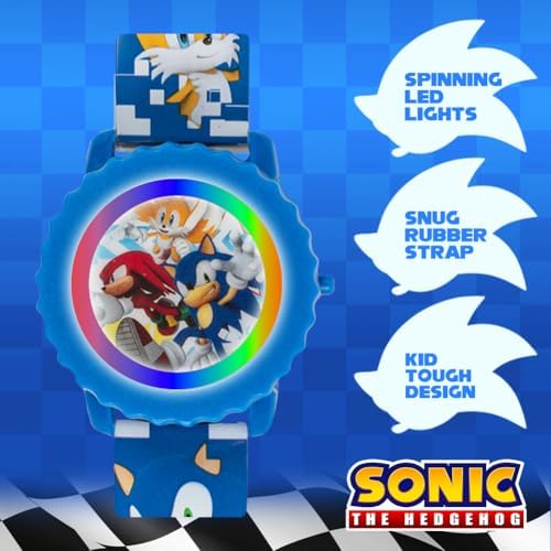 Sonic The Hedgehog Kids Digital Watch – Flashing LED Light-Up Display, Easy-to-Read Time, Adjustable Strap