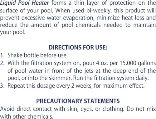 SpaChoice 1-Quart Premium Liquid Pool Heater Solar Cover in a Bottle | Liquid Solar Blanket for Pool, Helps Prevent Heat Loss, 4 ounces per 15,000 gallons of water every 2 weeks, Made in USA