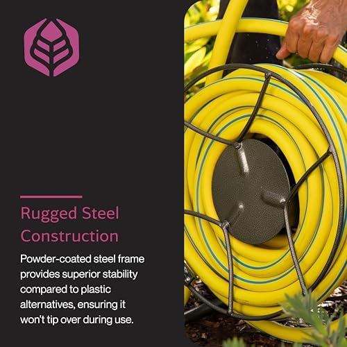 Yard Butler Hose Cart, Metal Hose Caddy, 2 Wheels, 200 Feet | Wheeled Metal Hose Cart Caddy, Suitable for Gardens, Lawns, Fields, and Outdoors, Durable Construction