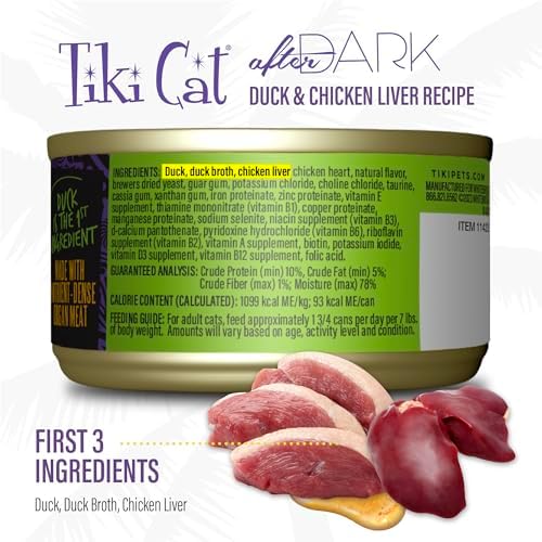 Tiki Cat After Dark Pate Wet Cat Food, Duck & Chicken Liver, 3 oz. Cans