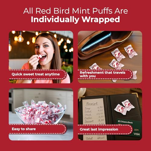 Red Bird Soft Peppermint Candy Mint Puffs, Individually Wrapped, 46 oz bag | Top 9 Allergen Free