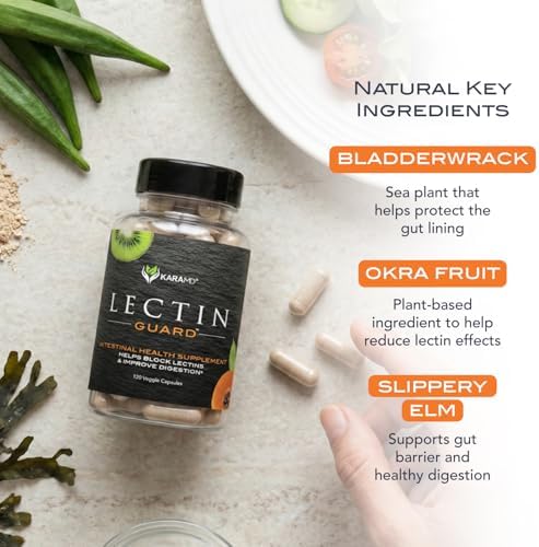 KaraMD Lectin Guard, Colon Cleansing Lectin Blocker Supplement, 30 Servings | Support Gut Health | Slippery Elm, Bladderwrack, Sodium Alginate