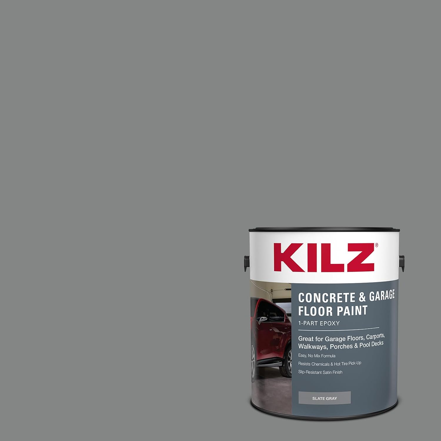 KILZ 1-Part Epoxy Concrete & Garage Floor Paint, Slate Gray, 1 Gallon