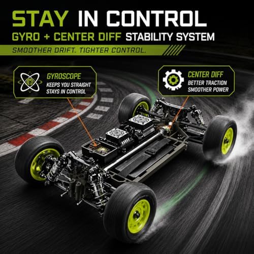 UDIRC 1203PRO 1/12 RC Short Course Truck, 50MPH 3S Brushless Fast RC Car with Gyro and Center Diff for Adults, 4WD All Terrain Desert Truck RTR