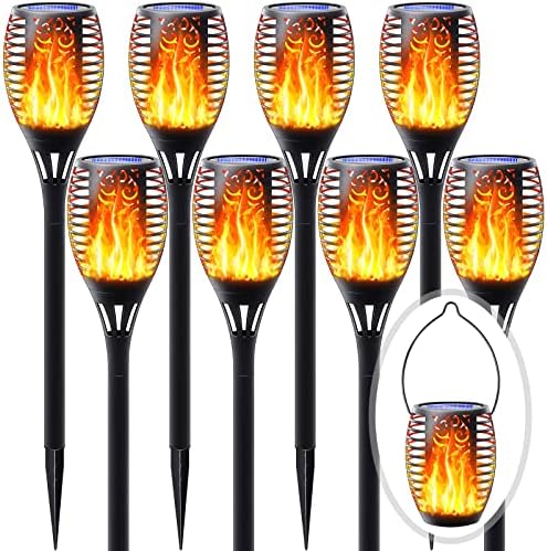 Flickering Flame Solar Torch Lights Outdoor, 3in1 Solar Lantern
